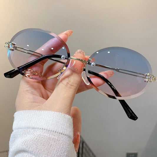 Vintage Metal Sunglasses with Gradient Lens 