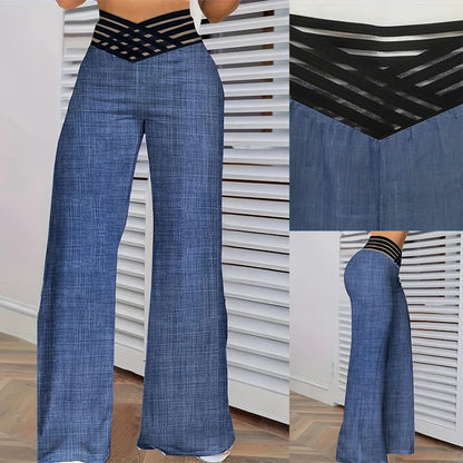 Crisscross Mesh Flared Trousers