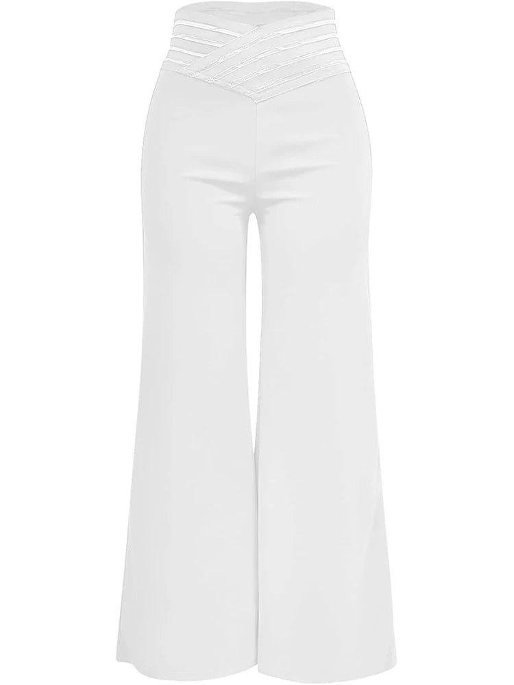 Crisscross Mesh Flared Trousers