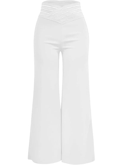 Crisscross Mesh Flared Trousers