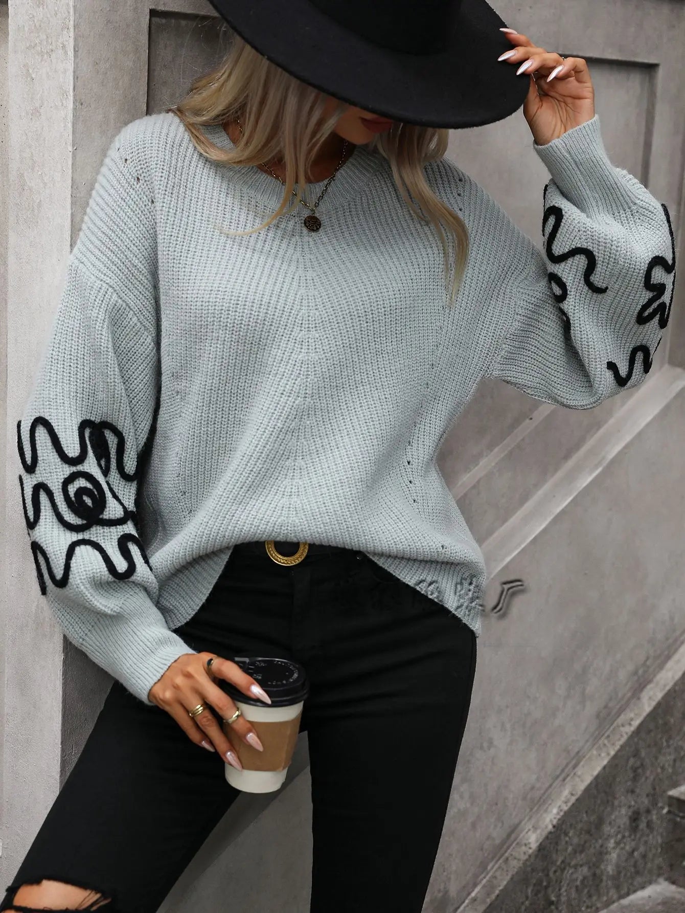 Autumn pullover knitted sweater