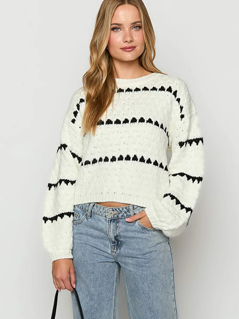 Cozy Striped Knit Sweater Top