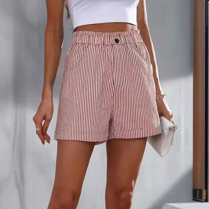 Striped Summer Casual Shorts with Pockets