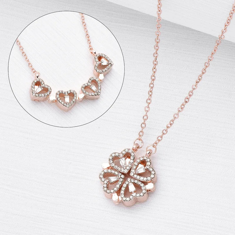 "LuckyCharm" 4-in-1 Clover Heart Necklace