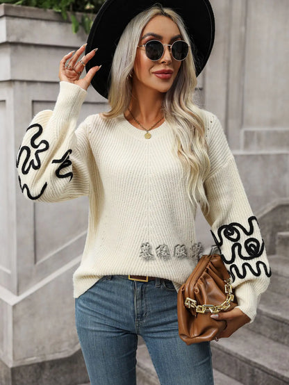 Autumn pullover knitted sweater