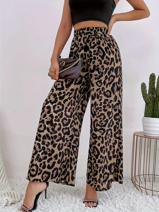 Leopard Wide Leg - High Waist Pants