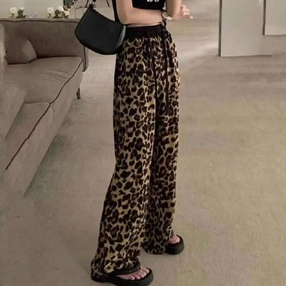 Chic Leopard Wide Leg Spring Pants for Women