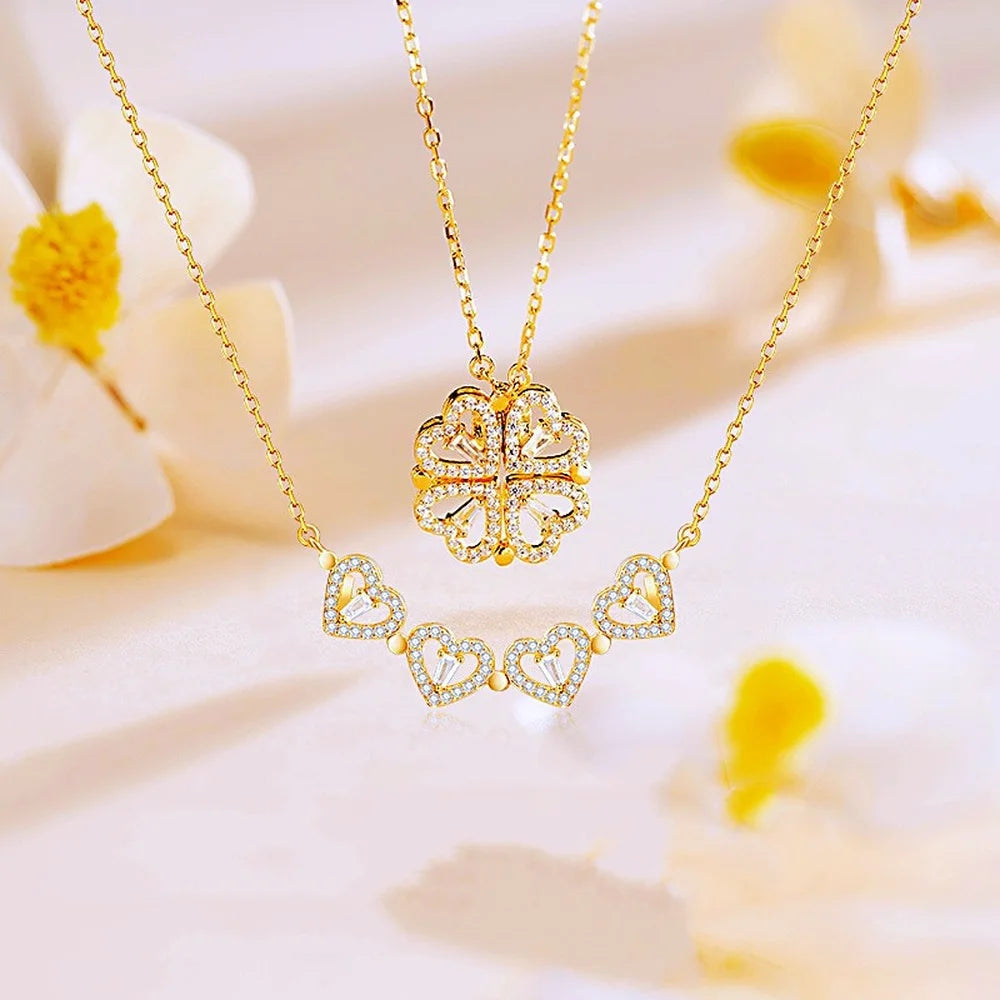 "LuckyCharm" 4-in-1 Clover Heart Necklace