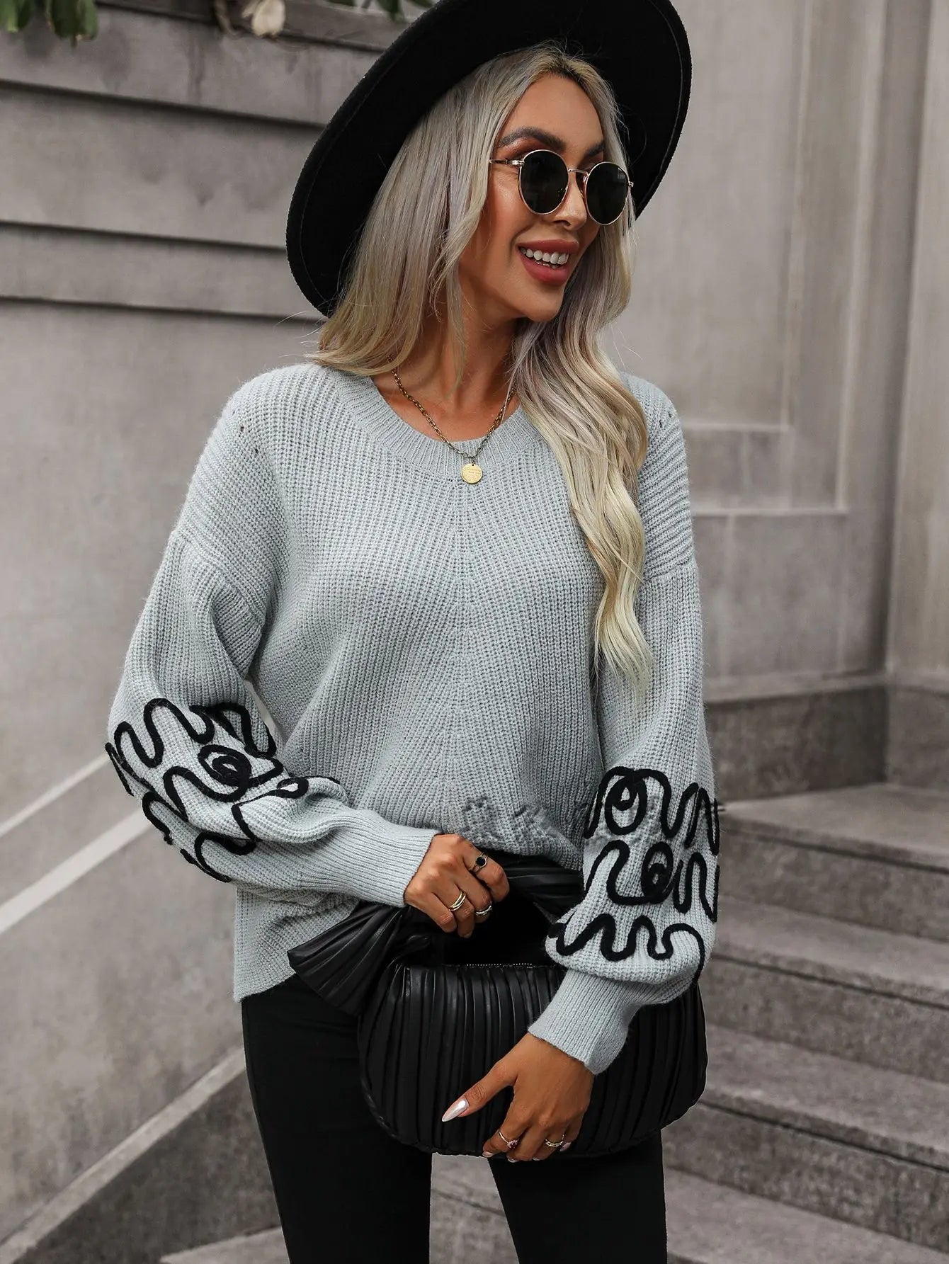 Autumn pullover knitted sweater