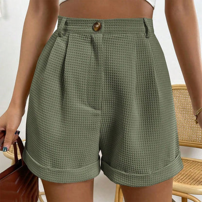 Elegant High Waisted Solid Shorts for Women