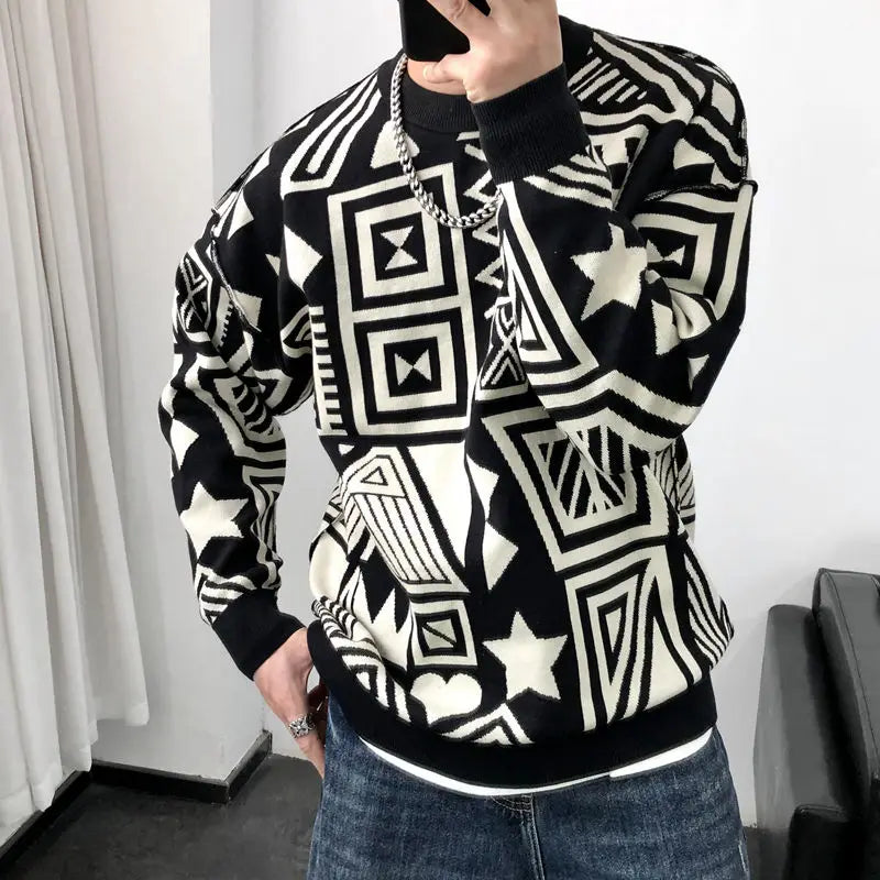 "FluxWave" Autumn Contrast Color Sweater