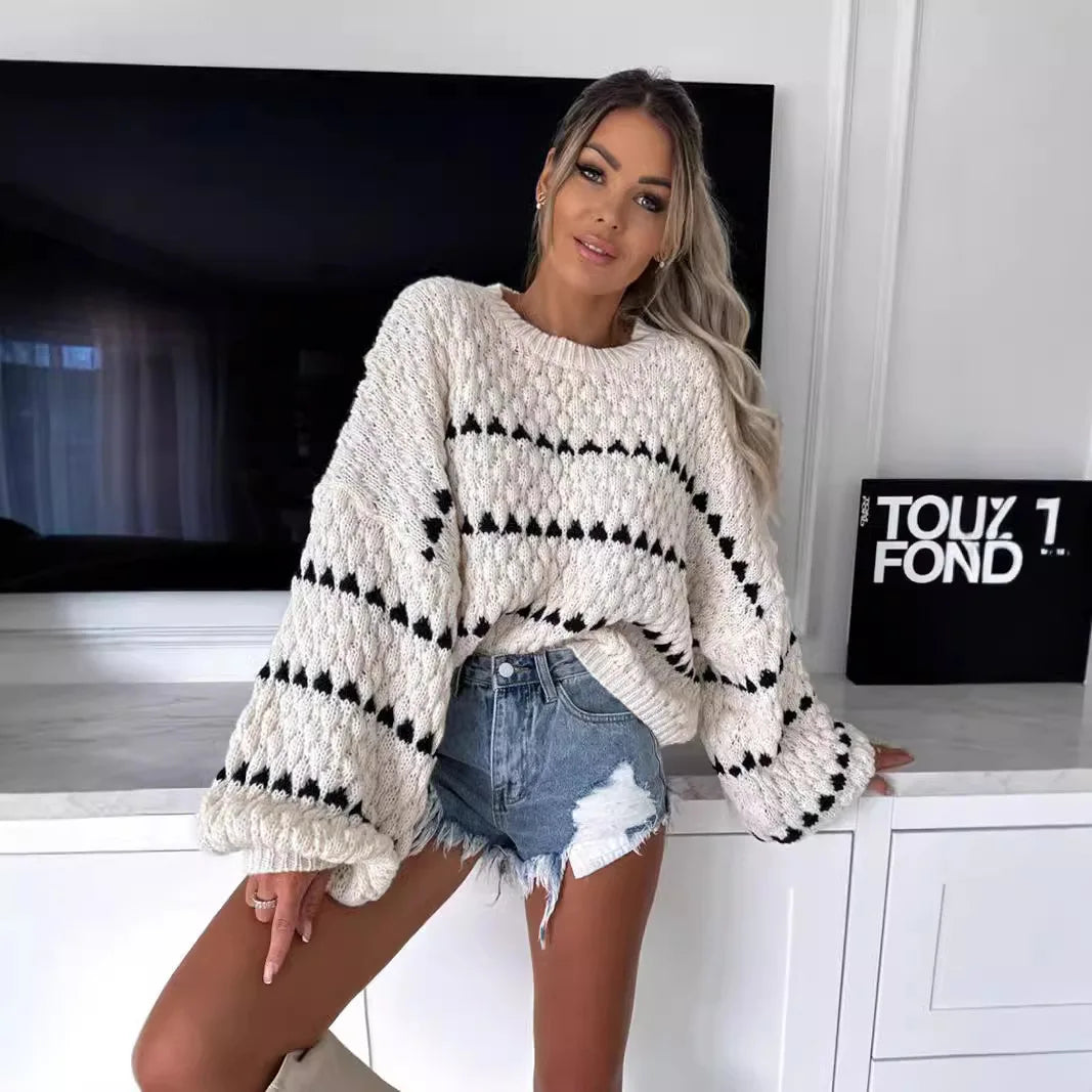 Cozy Striped Knit Sweater Top