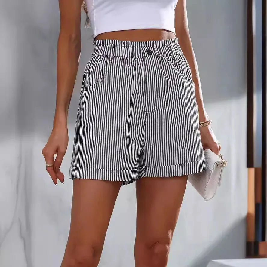 Striped Summer Casual Shorts with Pockets