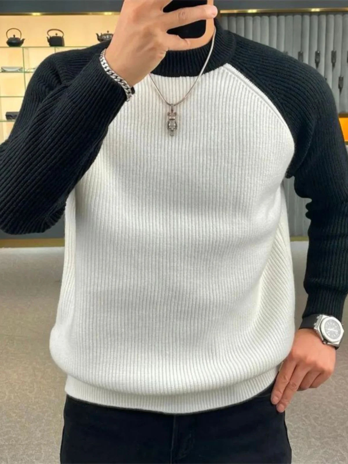 "Cozyla" Casual Colorblock Long Sleeve Sweater