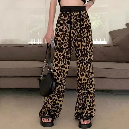 Chic Leopard Wide Leg Spring Pants for Women