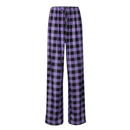 Cozy Plaid Wide Leg Streetwear Christmas Pants