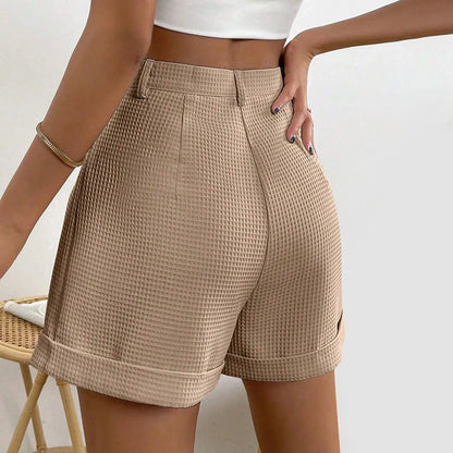 Elegant High Waisted Solid Shorts for Women