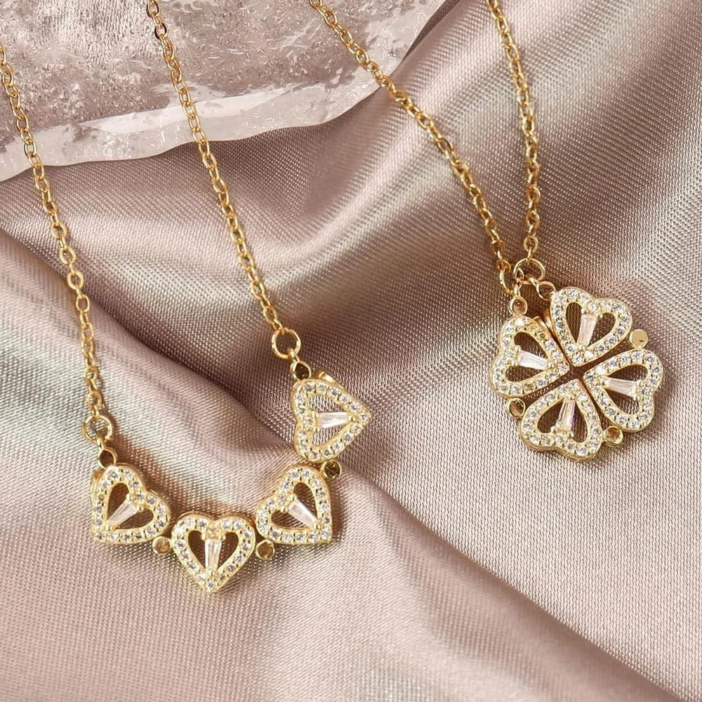 "LuckyCharm" 4-in-1 Clover Heart Necklace