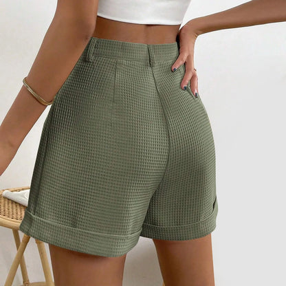 Elegant High Waisted Solid Shorts for Women