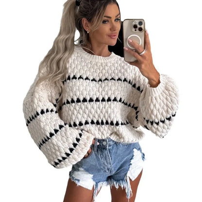 Cozy Striped Knit Sweater Top