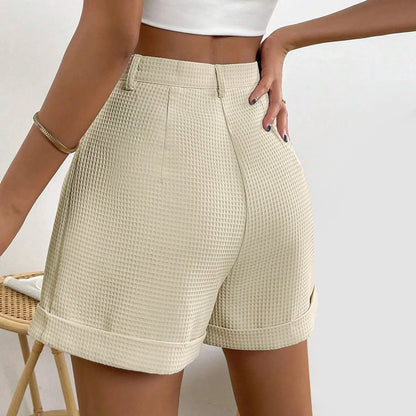 Elegant High Waisted Solid Shorts for Women