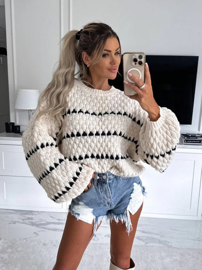 Cozy Striped Knit Sweater Top