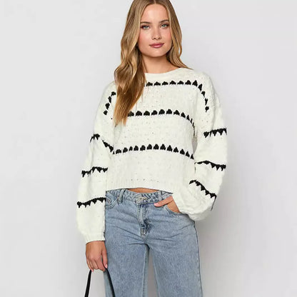 Cozy Striped Knit Sweater Top