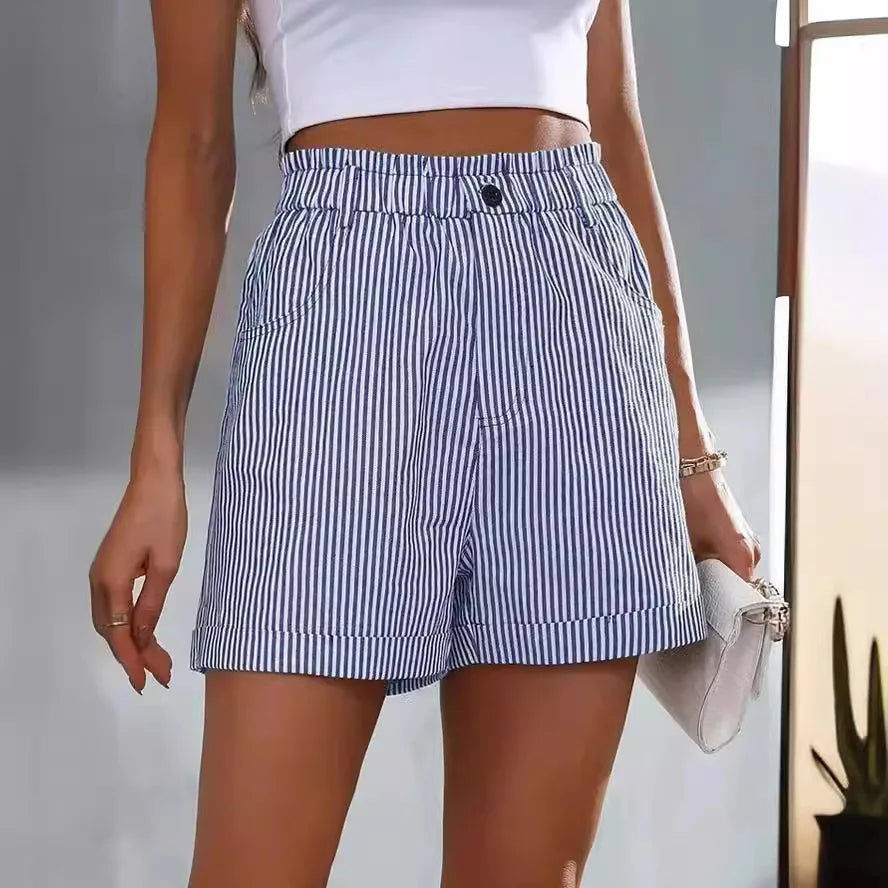 Striped Summer Casual Shorts with Pockets