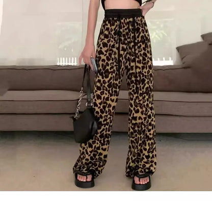 Chic Leopard Wide Leg Spring Pants for Women