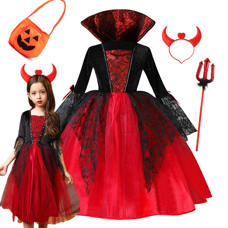 Halloween Girls Cosplay Vampire kids Dress