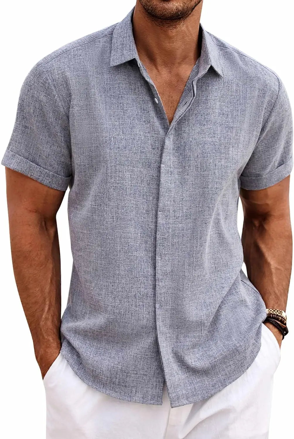 Linen Comfortable Casual Short Sleeve Top - Beach Summer Style