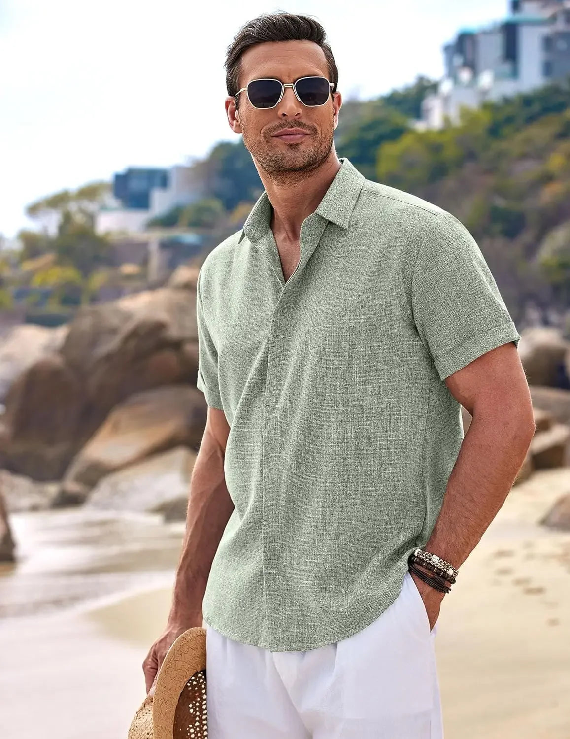 Linen Comfortable Casual Short Sleeve Top - Beach Summer Style