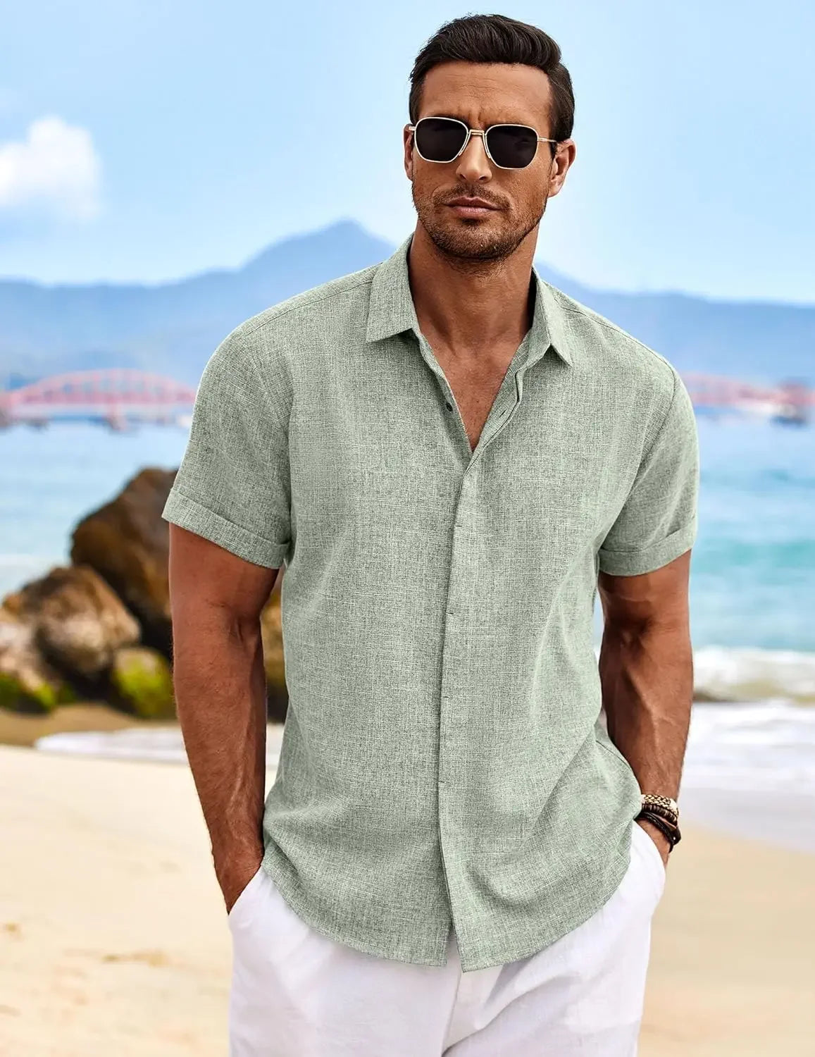 Linen Comfortable Casual Short Sleeve Top - Beach Summer Style